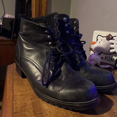 #ad Barbo Women’s Leather Boots Black Size 8.5 Wide $25.00