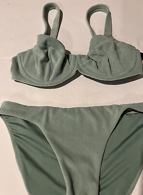 #ad Victoria Secret Bikini 2 piece Set Top 36D Bottom Medium NWT Green $34.92