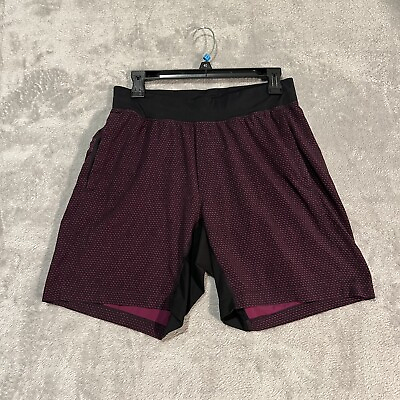 #ad Lululemon T.H.E Shorts Men#x27;s Small Razor Twill Marvel Black Athletic Shorts $25.94