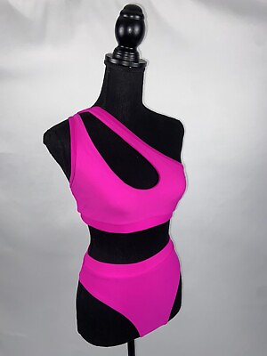 #ad Pink Swimsuit Set High Waisted bottoms medium $25.00