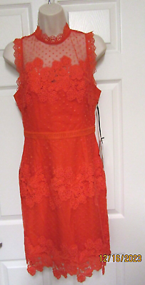 #ad ADELYN RAE ARLYN LACE DRESS CORAL SIZE S $12.75