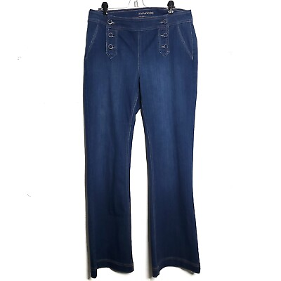 Maurices Womens Wide Leg High Rise Jeans 13 14 Reg Blue Sailor Trouser $22.00
