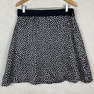 #ad Kate Spade NY Skirt The Rules Polka Dot Mini Skirt Silk Size XL 14 Black White $29.74