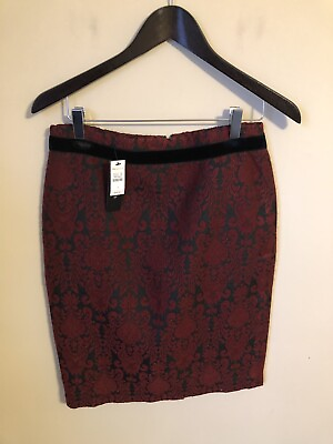#ad NWT Talbots skirt size 4 red black 23 inches long dry clean MSRP $119 $19.00