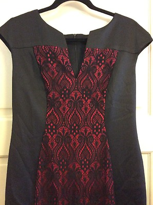 #ad New Women#x27;s Dress 10 M L Black amp; Red Sexy Lace Overlay Cocktail Career Summer * $21.99
