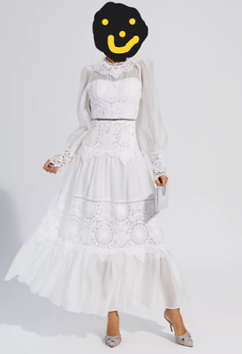 #ad elegant long white summer dress size medium $84.99
