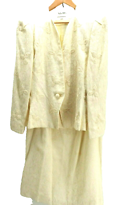 #ad Vintage Nolan Miller Dynasty Designer Wedding Embellish 3 piece Skirt Suit 14 $55.50
