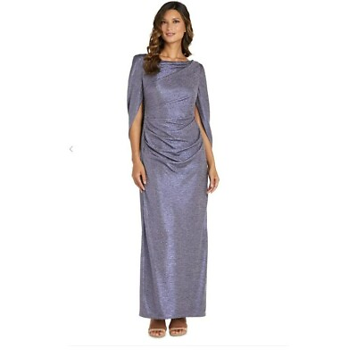 #ad Ramp;M Richards Metallic Lavender Build in Shawl Pleated Ruched Maxi Dress 16W $75.00