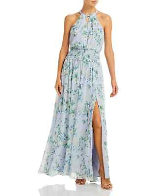 #ad BCBGMAXAZRIA L64507 Womens Blue Floral Long Evening Dress Size 10 $210.60