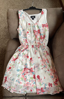 #ad By amp; By Juniors Sz S Sleeveless Multicolor Floral Lined Dress $19.99