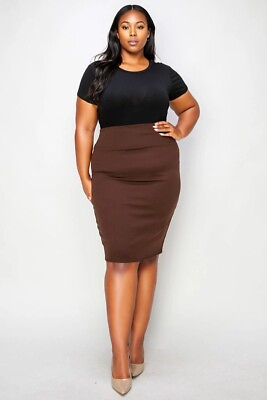 Women#x27;s Plus Size Solid Pencil Midi Skirt $55.00
