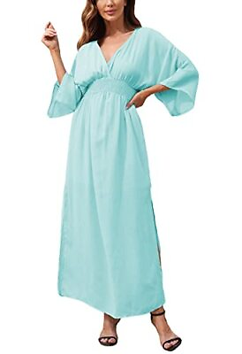 #ad Meenew Womens Short Sleeve Summer Flowy Dress Casual Long Bohemian Dress XL $10.99