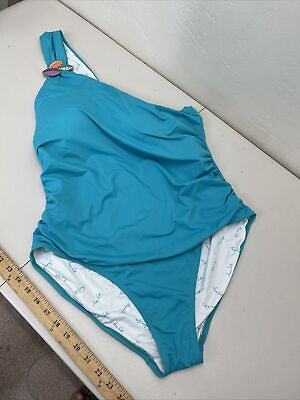 #ad Anne Cole One Strap Bikini One Piece Sz W24 Turquoise Blue $51.00