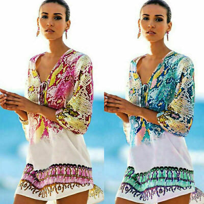 Womens Swimsuit Coverups V Neck Bathing Suit Casual Loose Cover Ups for Swimwear $15.09
