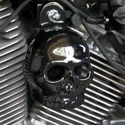 #ad Harley Skull Horn Cover. Gloss black powder coat. SKU GBS 1 $135.00