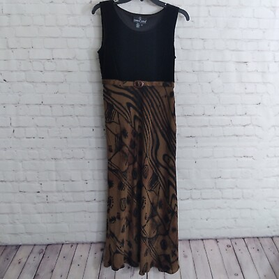 Carole Little Dress Womens Petite 4 Brown Geometric 90s Maxi Dress Velvet Flawed $11.19