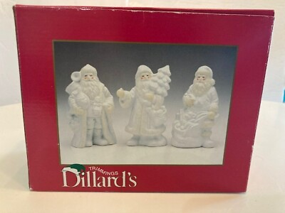 #ad Dillard#x27;s Trimmings Porcelain White Santa#x27;s Set of 3 Excellent 6quot; Christmas $9.99