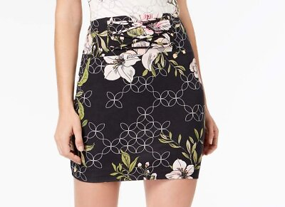 #ad GUESS Womens Dan Floral Lace Up Pencil Skirt $17.91
