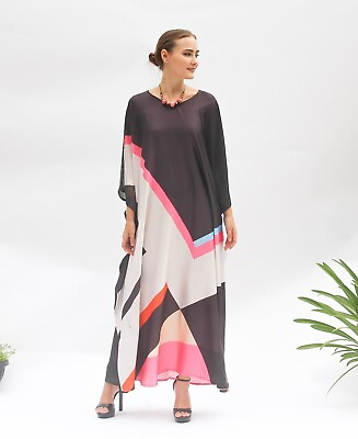 #ad Printed Silk Kaftan For women Maxi Beach Cover up for Women UK Casual Kaftan $45.44
