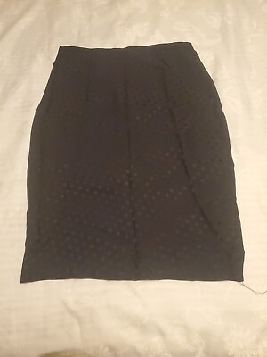 #ad Womens Pencil Skirt Black Polka Dots Size Large Zip Knee Length Waist 34quot; L 29quot; $9.99
