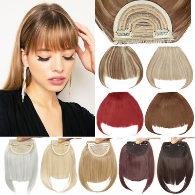 #ad Thin Thick Fringe Bangs Hair Clip in Real AS Human Hair Extensions Front Piece $10.30