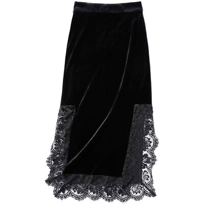 Lady Velvet Lace Skirt Elastic Waist Denim Side Split Slit Pencil Plus Size $15.19