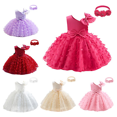 #ad Baby Girl Dress Mesh Tutu Princess Baptism Formal Flower Birthday Party Dress $7.43