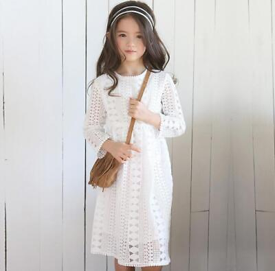 #ad #ad New Summer Girls Long sleeve dress Kids Children Lace Casual A line Dresses gift $28.90