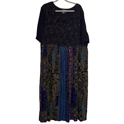#ad Saint Tropez West II Dress 16W Plus Maxi Multicolor Short Sleeve USA $24.92