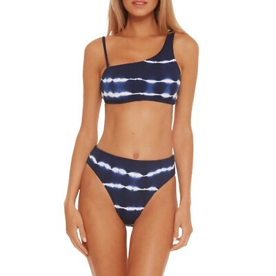 #ad BECCA Iconic High Waist Tie Dye Stripe Bikini Bottom In Marina Size Small $24.99