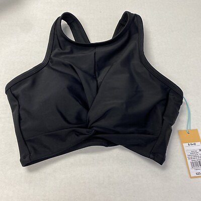 #ad Women#x27;s Longline Twist Bikini Top Kona Sol Black Size Small 4 6 $9.56