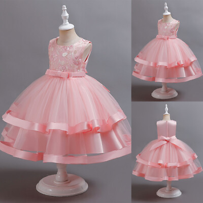 #ad Kid Girl Floral Knee Length Tutu Dress Princess Mesh Sundress Evening Party Gown $27.79