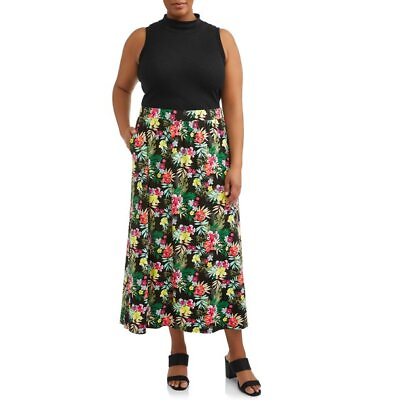 Terra amp; Sky Women#x27;s Plus Size Super Soft Knit Maxi Skirt Multi 3X 24W 26W $25.99