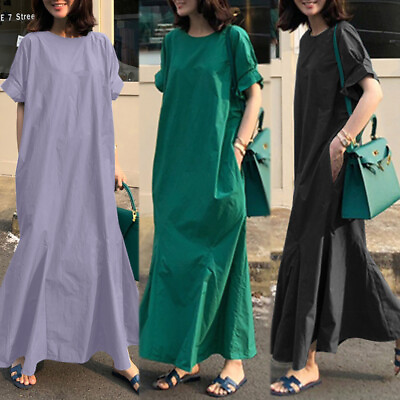 #ad Women Short Sleeve Mermaid Style Fishtail Long Maxi Dress Summer Kaftan Sundress $18.99