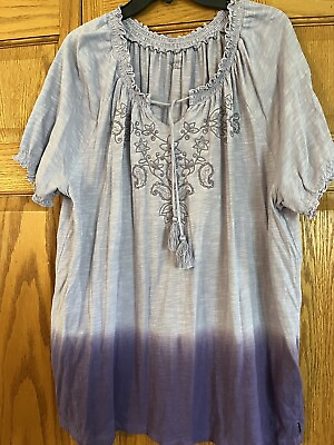 #ad Catherines Peasant blouse top womens Size 1X 18 20 Embroidery boho short sleeve $12.00