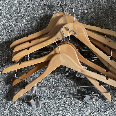 High Grade Wooden Suit Hangers Skirt Hangers with Clips 10 Pack Natural Wood $30.00