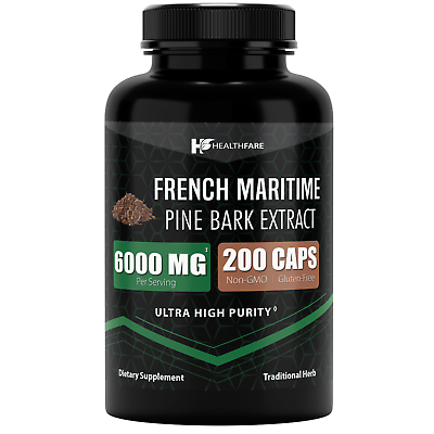 #ad #ad Healthfare French Maritime Pine Bark Extract Organic 6000 mg 200 Capsules $24.99