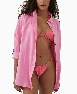 #ad Cotton On 298990 Women#x27;s Swing Beach Shirt Cover Up Swimsuit XS $38.25