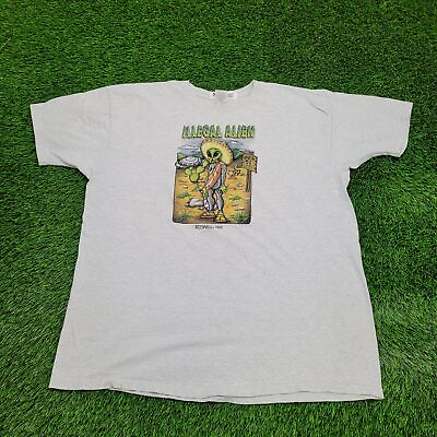 #ad Vintage 1996 Funny Alien Area 51 Shirt 2XL 26x31 Light Gray Roswell NM Sci Fi $48.72