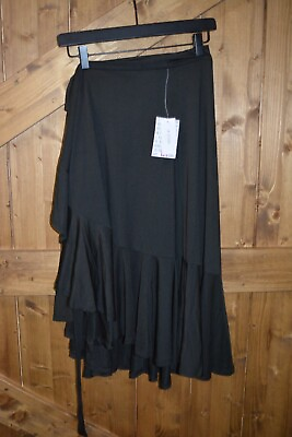 LuLaRoe Women#x27;s Size Medium Bella A Line Wrap Skirt Ruffled Hem Solid Black NWT $22.88