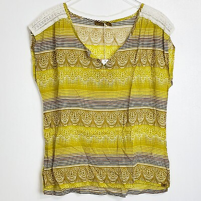 #ad Prana size Xl silk blend Illiana top sleeveless v neck crochet citronette boho $41.95