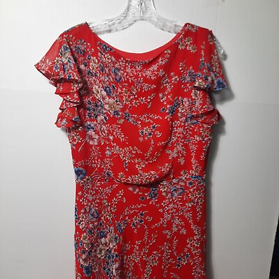 #ad Coldwater Creek Womens Red Floral Maxi Dress Vtg 90s P12 Boho Retro Cottage $25.00