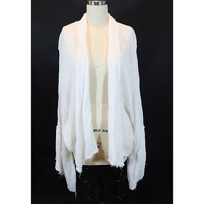 #ad FREE PEOPLE FP ONE White Gauze Kimono Sleeve Cardigan XS S Boho Beach Coverup $19.99