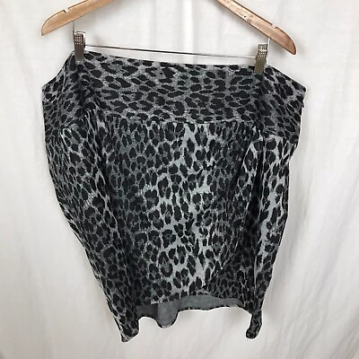 #ad Lane Bryant Women#x27;s Leopard Print Faux Wrap Pencil Skirt Gray Black Size 28 $19.95