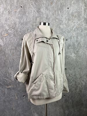 #ad Westbound Dillards Size XL Khaki Zip Snap Funnel Neck Cotton Lightweight Jacket $14.99