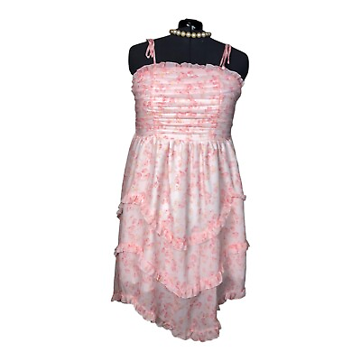 2435 Women#x27;s Sz 3x Pink Floral Chiffon Midi Sun Dress Midi $14.00