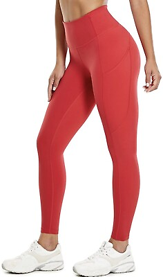CRZ Yoga Leggings Size M High Waisted Naked Feeling Side Packets 25”ColorCrimson $15.99