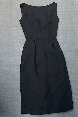 Vtg Pat Sandler 1960s Black Union Made Knee Length Cocktail Black Dress Size 8 $65.00