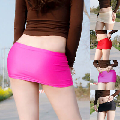 Sexy Women Shiny Micro Mini Skirt Short Bodycon Skirt Package Hip Skirt Clubwear $6.71