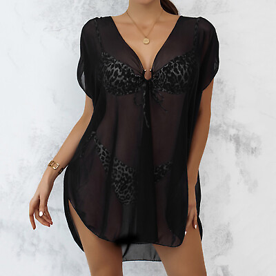 #ad Swimsuit Cover Ups for Women plus Size 5x Women Ring Linked Sheer Mesh Cover Up $12.12